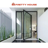 Portes d'entrée extérieures battantes insonorisées, thermiques et étanches en aluminium et verre pour hôtels, villas et appartements