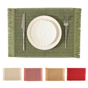 Nouveau style 2025 – Set de <span class=keywords><strong>table</strong></span> en <span class=keywords><strong>papier</strong></span> tressé avec pompons, résistant à la chaleur, biodégradable, décoratif pour <span class=keywords><strong>table</strong></span> basse – Livraison directe disponible - Product Image 5