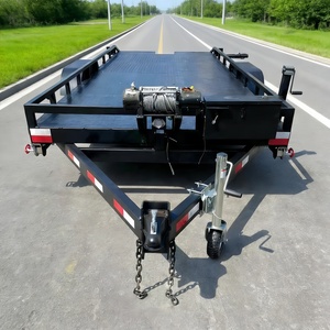 <span class=keywords><strong>Remorque</strong></span> à plateau plat à double essieu robuste avec treuil électrique pour le transport de véhicules, d'ATV et d'équipements - Product Image 1