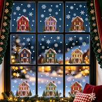 Autocollant de Noël statique pour fenêtre, électrostatique, double face, réutilisable, décoration de maison, autocollant détachable