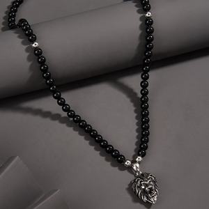 จี้หัวสิงโตประดับลูกปัด เครื่องประดับแฟชั่นสแตนเลสสำหรับผู้ชาย สไตล์ฮิปฮอป รูปสัตว์ สร้อยคอปี 2022 - Product Image 2