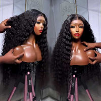 Perruque Lace Frontale Ondulée Profonde Tendance 40 Pouces Sans Colle Transparente Cheveux Humains Pré-coupés pour un Port Facile Cheveux Vierges