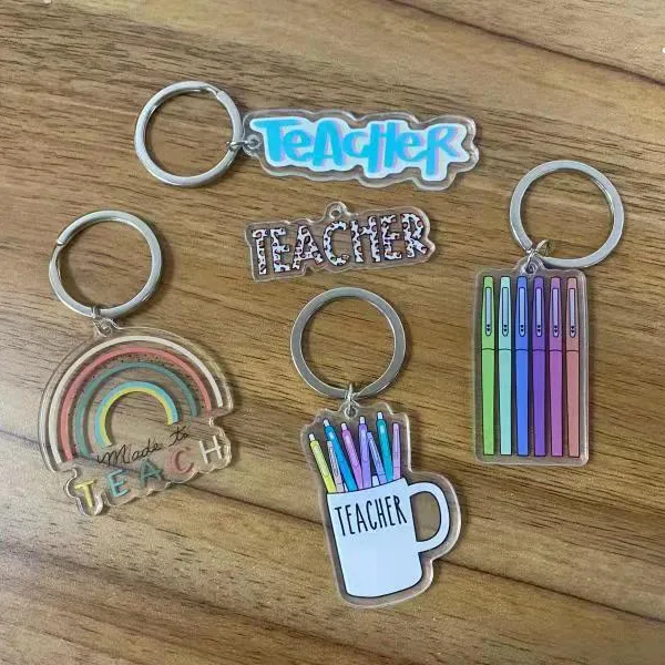 Porte-clés en plastique acrylique fait pour enseignant
