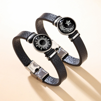 Gloeiende zon-maan paararmband Lichtgevende leren band Unisex Valentijnscadeau voor hem haar beste vrienden bijpassende sieraden