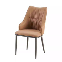 Chaises de salle à manger ergonomiques à dossier haut, avec panneau central plissé et coussin moelleux, et pieds en acier fins, pour les aires de restauration, les restaurants et les salons de thé