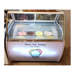<span class=keywords><strong>Vetrina</strong></span> per gelato di alta qualità/<span class=keywords><strong>vetrina</strong></span> personalizzata per gelato 10 padelle Display congelatore macchina per congelatore per ghiaccioli - Product Image 1