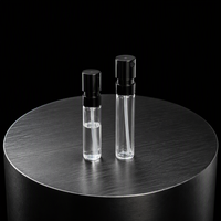 Flacon vaporisateur de parfum à fine brume, corps en verre transparent, capuchon pulvérisateur noir, vide, rechargeable, format voyage, emballage cosmétique, vente en gros