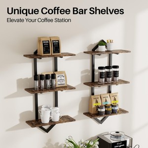 Iron Wood Floating <b>Shelf</b> <b>Wall</b> <b>Mounted</b> 2 Tier Storage Rack For Bathroom Kitchen Living Room Organization - Product Image 3