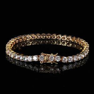 Tennis Chain Zircon <b>Bracelet</b>, Hip Hop <b>Copper</b> Plated 18K Gold Men's <b>Bracelet</b> Jewelry Tanjing Fashion Lijing Necklace - Product Image 6