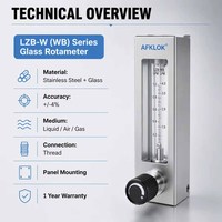 6~60,25~250,100~1000ml/menit Rotameter Kaca Stainless Steel Presisi Tinggi Pengukur Aliran Cairan Udara CO2 Oksigen Hidrogen Argon Gas