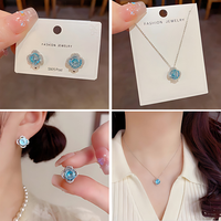Ensemble collier et boucles d'oreilles Resoul, pendentif floral en zircon cubique, bijoux fantaisie en laiton, vente en gros