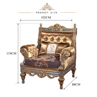Yips LD-1608-1436 luxe canapé monoplace Style européen résine sculpture peint à la main motif Floral salon meubles en bois