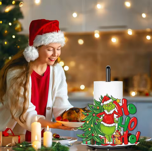 Porte-serviettes en papier en métal <span class=keywords><strong>Grinch</strong></span> original, <span class=keywords><strong>personnage</strong></span> <span class=keywords><strong>de</strong></span> Noël fantaisiste, porte-serviettes en fer, distributeur <span class=keywords><strong>de</strong></span> papier toilette en rouleau - Product Image 5