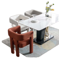 Chaise de cuisine moderne Chaise d'appoint rembourrée à dossier ouvert en tissu de conception contemporaine Beige Orange Courbé