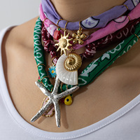 Nuevo diseño Ocean Series Bandana Collar Bufanda de acero inoxidable Collar Mujer Bufanda Collares con dijes