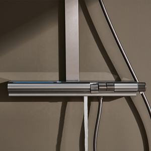 Ensemble de douche à double poignée en céramique avec tige coulissante Colonne thermostatique en laiton poli Jet de massage à clé de piano pour hôtels - Product Image 6