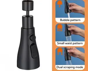 Universal Connection Pull Out Faucet Nozzle Black 2 Mode Adjustable Multi-function Kitchen Faucet Extender Bubbler