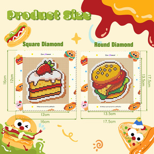 Peinture au diamant miniature de haute qualité Ever Moment, 12 pièces/ensemble, hamburger, petite peinture, art au diamant sur le thème de la restauration <span class=keywords><strong>rapide</strong></span>, MP003 - Product Image 1