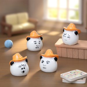 Divertido <span class=keywords><strong>emoji</strong></span> de panda con cabeza que se sacude, lindos accesorios decorativos para casa de muñecas, pequeños adornos de micropaisaje para escritorio. - Product Image 2