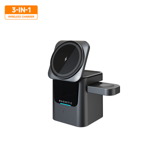 Cargador inalámbrico magnético plegable 3 en 1 de apertura/cierre automático de silicona ABS negro de alta calidad superventas - Product Image 1
