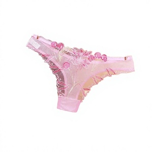 Nouvelle mode Culotte sexy pour femme en maille tricotée ultra-transparente à motif floral et nœud, respirante, sans couture, séchage rapide, taille mi-haute - Product Image 4