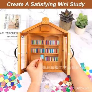 Mini estantería de madera con forma de casa para aliviar la ansiedad, decoración de escritorio de madera maciza, biblioteca novedosa para el alivio del estrés - Product Image 3