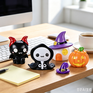 Lot de mini-statues en résine d'Halloween en gros avec différentes images : chat mignon, citrouille, fantôme – Décorations de festival - Product Image 2