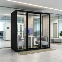 Espace de travail moderne, cabine modulaire en verre mobile, insonorisation acoustique intérieure, préfabriquée, bureau portable pour hôtels et hôpitaux