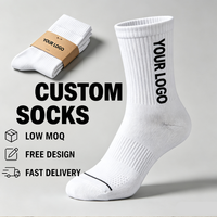 Chaussettes de sport Logo Crew en coton, chaussettes de luxe pour hommes, chaussettes de marque imprimées, emballage personnalisé, chaussettes athlétiques sur mesure