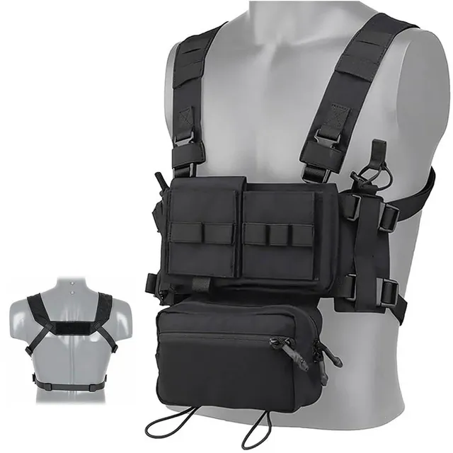 Tactical Modular Chest Rig Vest,Adjustable MOLLE-Compatible Outdoor Harness with Detachable Pouches Utility Bag,Chest Rig