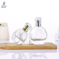 Botol Parfum Kosong Kaca Transparan 30ml 100ml Berkualitas Tinggi, Desain Datar Bulat dengan Dasar Tebal dan Pompa Semprot