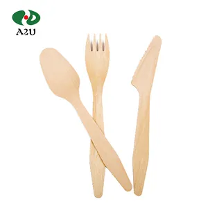 140Mm Disposable Wooden Spoon And Knife Forks Cutlery Set Wholesale