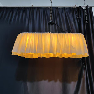 Modern Creative Pleated Fabric LED Pendant <strong>Light</strong> Rectangle <strong>Paper</strong> <strong>Shade</strong> 2700K Soft Warm White <strong>Ceiling</strong> Lamp Chandelier Dining Room - Product Image 6