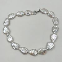 Collier de perles baroques d'eau douce 100% naturelles de 16-18 pouces - Bonne qualité - Fermoir tendance - Certificat - 4 USD supplémentaires par pièce