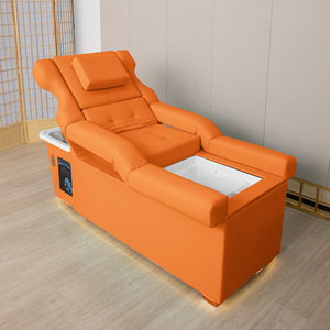 All-in-One Foot Spa Shampoo Bed with Water Circulation & Steam Therapy – Professional Head & Foot Massage <b>Table</b> for Salon, Barbe - Product Image 6