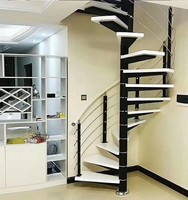 Escalier en spirale personnalisé pour villa duplex intérieure, finition loft, escalier simple en acier et bois, escalier en bois massif intégré avec garde-corps en spirale