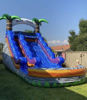 Vente flash : toboggan aquatique gonflable 8*4m en PVC, logo personnalisé en couleur, pour équipement de parc de trampoline commercial intérieur/extérieur