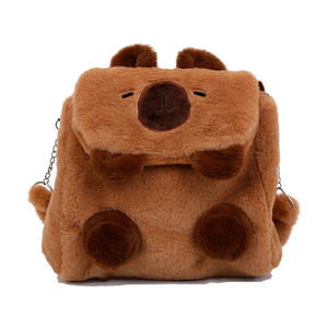 Marrone rosa capibara gatto peluche zaino cartone animato Kitt peluche tracolla borsa alla moda gattino gatto zaino molto morbido orso nero giocattolo - Product Image 5