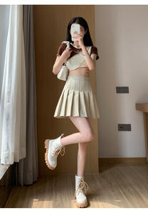 Jupe de tennis plissée tissée été 2024 Nouvelle mode Mini jupes de <span class=keywords><strong>golf</strong></span> Femmes Collège École Fille Jupe courte nude - Product Image 4