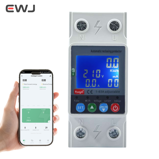 Tuya WiFi Smart Energy Meter Multifunctional Single Phase 63A Prepaid Meter with UV Protection and Color Display