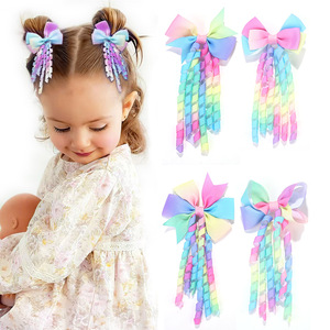 Elastici per capelli per bambine <span class=keywords><strong>con</strong></span> graziosi motivi a cartoni animati, decorazioni a fiocco arrotolato e design a costine - Product Image 6