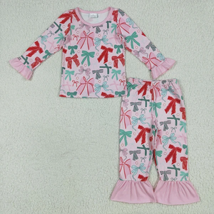 Ensemble de vêtements pyjama à manches longues pour bébé fille, imprimé nœuds de Noël - Product Image 3