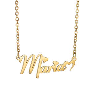 Hợp Thời Trang Châu Âu Mỹ Tùy Chỉnh Mạ Vàng Thép Không Gỉ Của Phụ Nữ Tên Vòng Cổ Không Thường Xuyên Trái Tim Mặt Dây Chuyền Xương đòn - Product Image 5