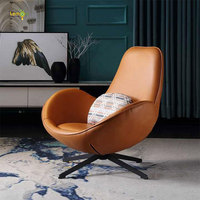 Chaises inclinables en forme d'oeuf Fauteuil de canapé simple à lèvre pivotante en cuir PU avec accoudoir