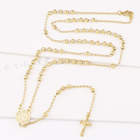 Collier chapelet catholique chrétien CM Fine Jewelry en or laminé 14K avec perles et croix religieuses