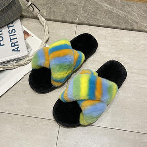 Nouvelle mode femmes pantoufles intérieur maison Simple sandales <span class=keywords><strong>semelle</strong></span> épaisse doux fourrure floue moelleux diapositives en peluche pantoufle pour les femmes pantuflas - Product Image 4