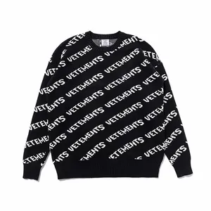 Custom Letter Jacquard Oversize Knitted Sweaters Unisex Pullover 100% Cotton Men Designer Sweater Monogram Sweater