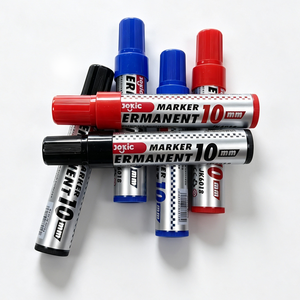 Marqueur permanent super jumbo JK-6018, largeur d'écriture 10 mm, couleurs rouge, bleu, noir, pointe biseautée. - Product Image 5