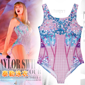 Traje de baño Taylor Swift para mujer, traje de baño competitivo de una pieza de secado rápido con diseño brillante, talla para adultos - Product Image 1