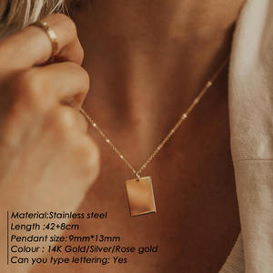 À la mode géométrique carré pendentif collier en acier inoxydable deux tons or argent minimaliste bijoux de mode pour les femmes Offre Spéciale - Product Image 5